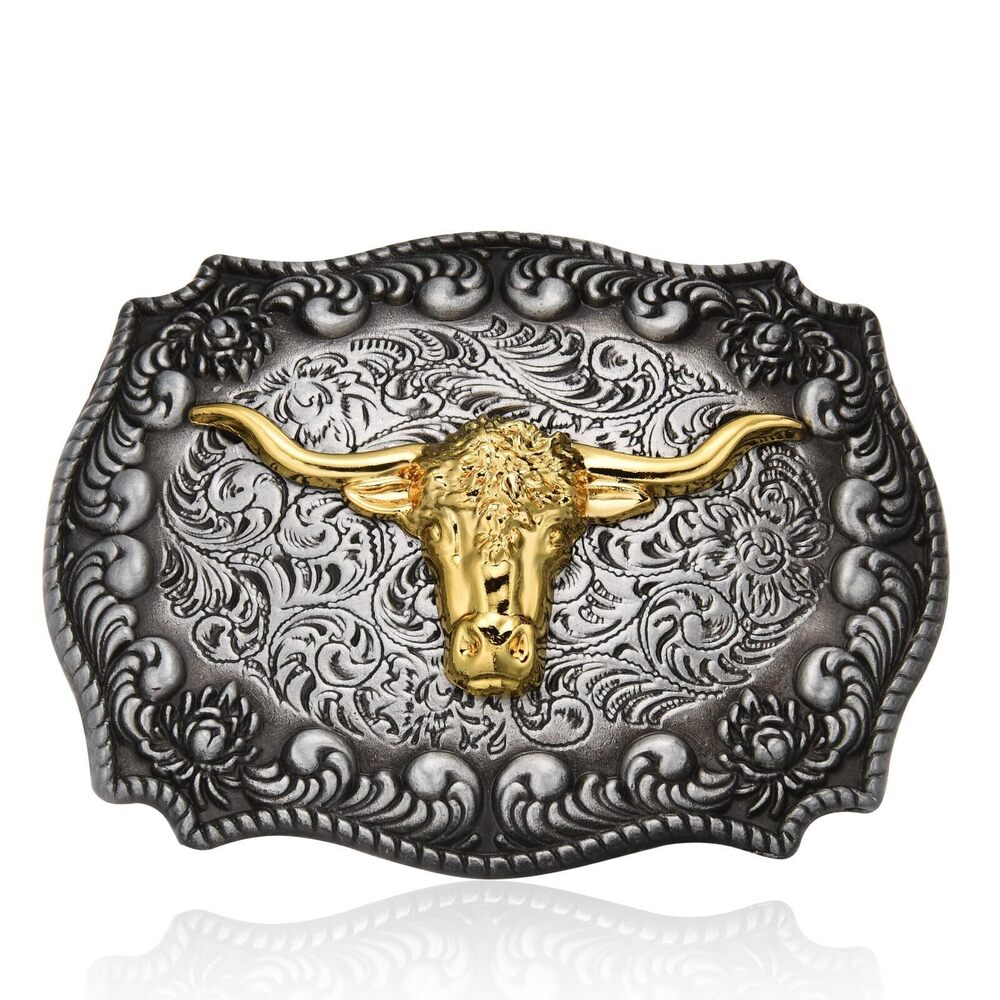 2429 Horse Belt Buckle , Western Cowboy Vintage Long Horn Bull Belt Buckle